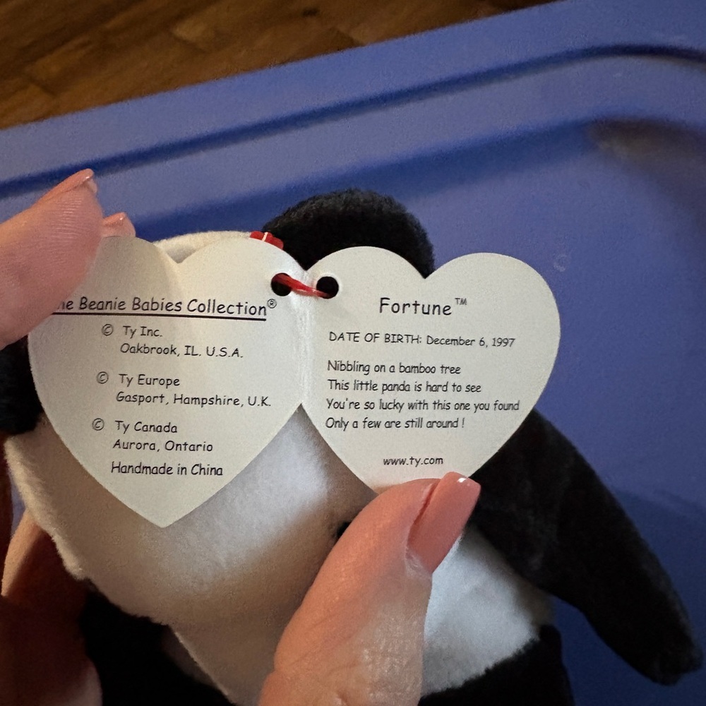 Ty Beanie Babies Fortune Panda - Classic Black and White